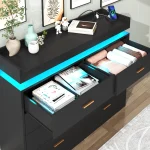 8 Drawer Dresser with LED Light, Modern Chest of Drawers for Closet, 47" Wide Drawer Organizer Cabinet for Bedroom, Living Room 4