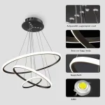 Nordic Simple Circles Pendant Lamp Chandelier LED 3 Rings lights for Dining Bar Living Room Chandelier Loft home decoration 6