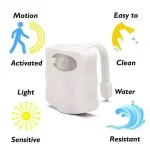 HOMEFISH Wireless Motion Sensor LED Night Light RGB 8 Colors Toilet Bathroom Atmosphere Colorful Lamp Sensor LED Night Lights 3
