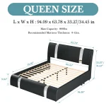 HOOMIC Modern Faux Leather Bed Frame with Iron Pieces Decor, Low Profile Platform Bed with Height-Adjustable Headboard 6