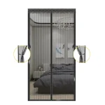 Heavy Duty Magnetic Screen Door Mesh Curtain Mosquito Net Bug Hands Free Partition Mute Striped Door Curtain Bedroom Ventilation