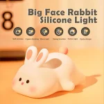 Cute LED Night Light Panda Sheep Rabbit Silicone Nightlights USB Rechargeable For Bedroom Decoration Kids Birthday Gift 3