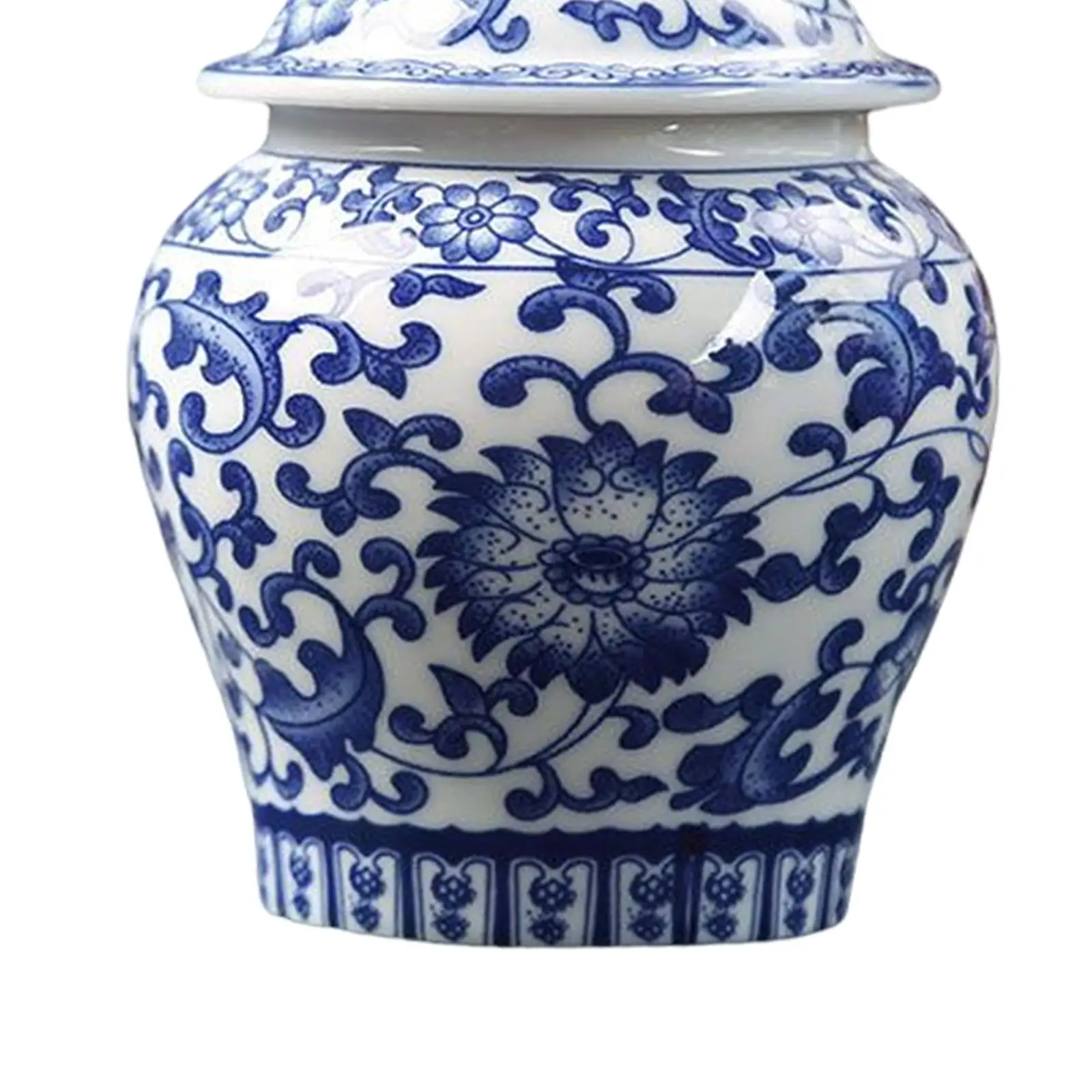 Chinese Blue White Porcelain Decorative Temple Jar Vase with