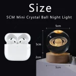 Unique 3D Crystal Ball Night Light Led Lamp Bedside Table Glowing Galaxy Lamp Saturn Planets Moon Children Birthday Gift Toy 5cm 4