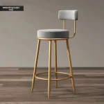 Nordic bar chairs Modern Iron art high stools kitchen backrest bar stools Cafe velvet chair counter Work stools Home furniture 4