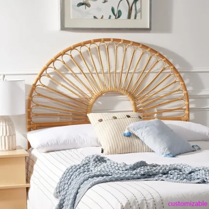 Home Collection Faris Natural Rattan Arched Full Size Headboard