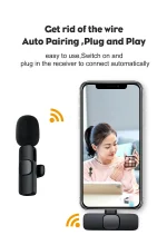 Wireless Lavalier Microphone Audio Video Recording Mini Microphone for iPhone Android Phone Live Broadcast Gaming Mic Portable 5