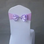 50 Pieces Wedding Decoration Birthday Party Chair Sash Bow Tie Spandex Band Ready Made For Banquet Hotel Luxury Satin Chair Sash 3