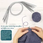 Professional 8pcs Stainless Steel Knitting Needles Set - Versatile, Smooth, Comfort-Grip, Circular Weaving Essentials 2