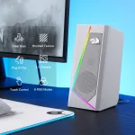 Redragon GS520 RGB Desktop Speakers, 2.0 Channel PC Stereo Speaker with 6 Colorful LED Modes, Enhanced Sound, White/Pink 2