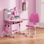2Pcs/Set Height Adjustable Children School Study Table Chair Set with Sitting Corrector Kids Study Desk Chair Set Ergonomic 4