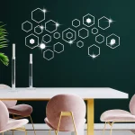 24pcs Hollow 3D Hexagonal Mirror Wall Sticker DIY Honeycomb Decoration Self Adhesive Paper Waterproof Home Living Room Bedroom 2