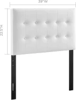 White Tufted Vegan Leather Twin Headboard with Adjustable Height, Elegant Bedroom Decor 2