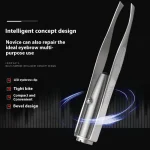 Stainless Steel Eyebrow Clip with LED Light Professional Lighted Eyebrow Tweezers Eyelash Brow Hair Removal Clamp Makeup Tools 5