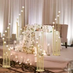 2pcs 9 Arm Candelabra Floor Candle Holders Tall Set for Wedding Gold Candelabras Candle Stand 6