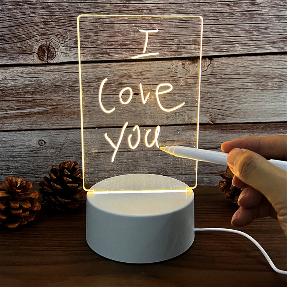 Transparent Luminous LED Night Lights USB Luminous Acrylic Night Light Erasable Write Message Board Calendar Desktop Ornaments Transparent Luminous LED Night Lights USB Luminous Acrylic Night Light Erasable Write Message Board Calendar Desktop Ornaments