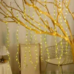 2 M 20 Light Always on Battery Box Willow Curtain Lamp Decorative Light String Imitation Leaf Wrought Iron Basket Copper Wire 3
