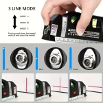 HOMEFISH Easy to Use Laser Level Line Tool Multipurpose Laser Level Kit Standard Cross Line Lase 8 Feet Measure Tape Ruler 6