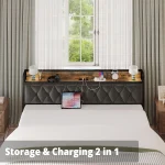 ANCTOR Twin/TwinXL/Full/Queen/King/CaliforniaKing Bed Frames, Storage Headboard with Outlets, No Noise, No Box Springs Needed 4
