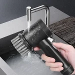 Electric Cleaning Brush Wireless Black High-power Multifunctional Bathroom Waterproof Portable Cleaning Brush Household 4