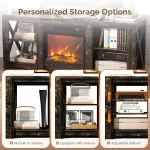 Fireplace TV Stand for up to 70 inch TVs, Farmhouse Entertainment Center with Electric Fireplace Heater & Adjustable Shelves, Fi 4