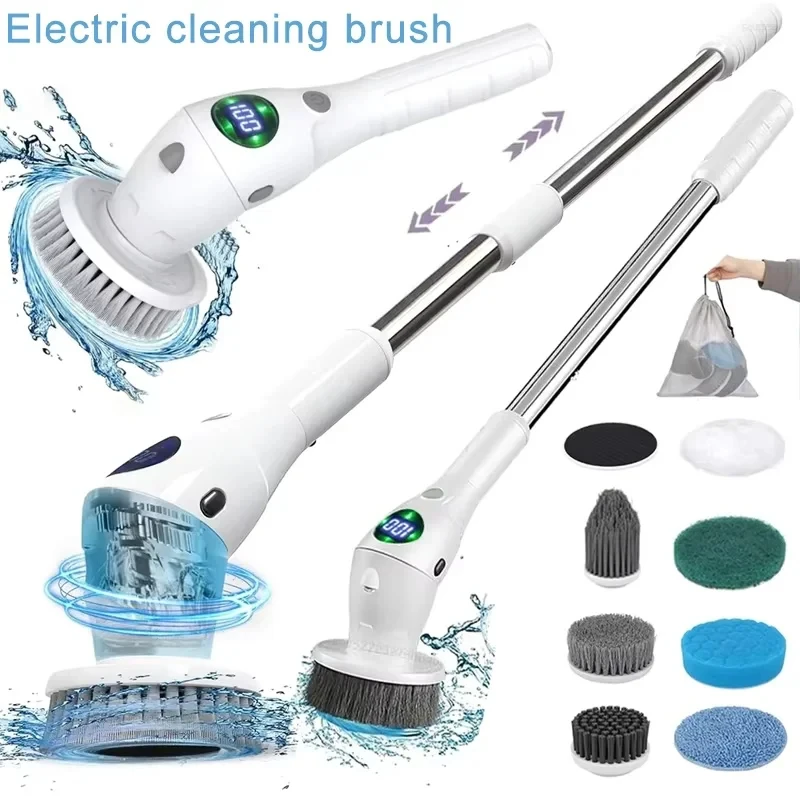 8-in-1 Multifunctional Electric Cleaning Brush Bathroom Kitchen Brush Cleaning With LED NightLight Rotatable Household Brush 8-in-1 Multifunctional Electric Cleaning Brush Bathroom Kitchen Brush Cleaning With LED NightLight Rotatable Household Brush