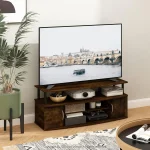 TV Stand for 55-Inch Screens, Entertainment Center with Storage Cabinets and Shelves, Amber Pine/Black 2