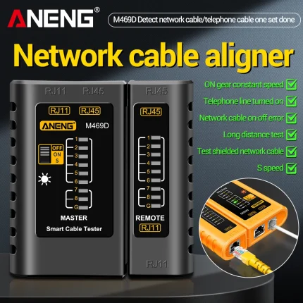 Network Cable Tester ANENG M469D Ethernet Network Analyzer RJ45 RJ11 RJ12 CAT5 UTP LAN Cable Vector Networking Analyzer Tools