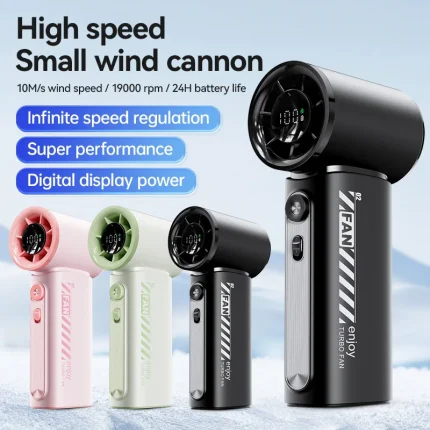 3600mAh Portable Turbo Small Air Cannon Handheld Fan 100 Wind Speeds Adjustable Electric Fan USB Charging Fan Outdoor Mini Fan