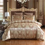 Luxury Satin Jacquard Single Double Duvet Cover Set High End European Wedding King Size Bedding Set Queen Size Quilt Cover Set 3