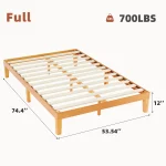 JHK Queen Solid Wood Bed Frame with Sturdy Wood Slat Support No Box Spring Needed Easy Assembly Eco-Friendly For Living Room 2