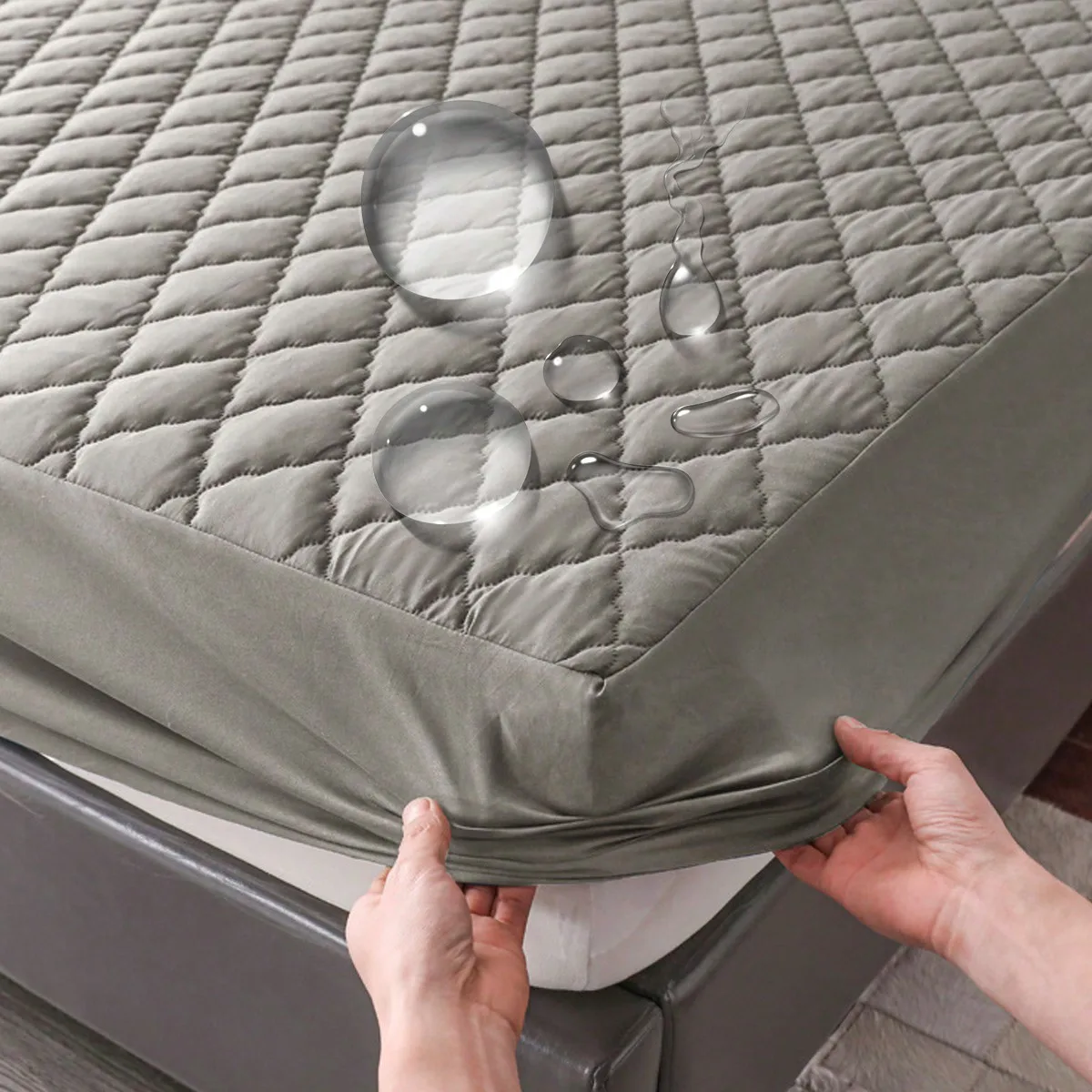 Waterproof Throw Mattress Cover Bed Fitted Sheet Mattress Protector Single/Double/140/160 Muti Size Gray/White Waterproof Throw Mattress Cover Bed Fitted Sheet Mattress Protector Single/Double/140/160 Muti Size Gray/White