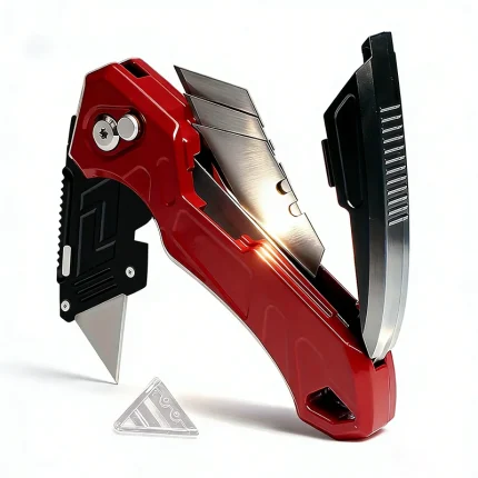 Folding Utility Knife Box Cutter 3-Position Blades Blade Storage Design With Extra 3 Blades Box Knife For Cartons Hand Tools