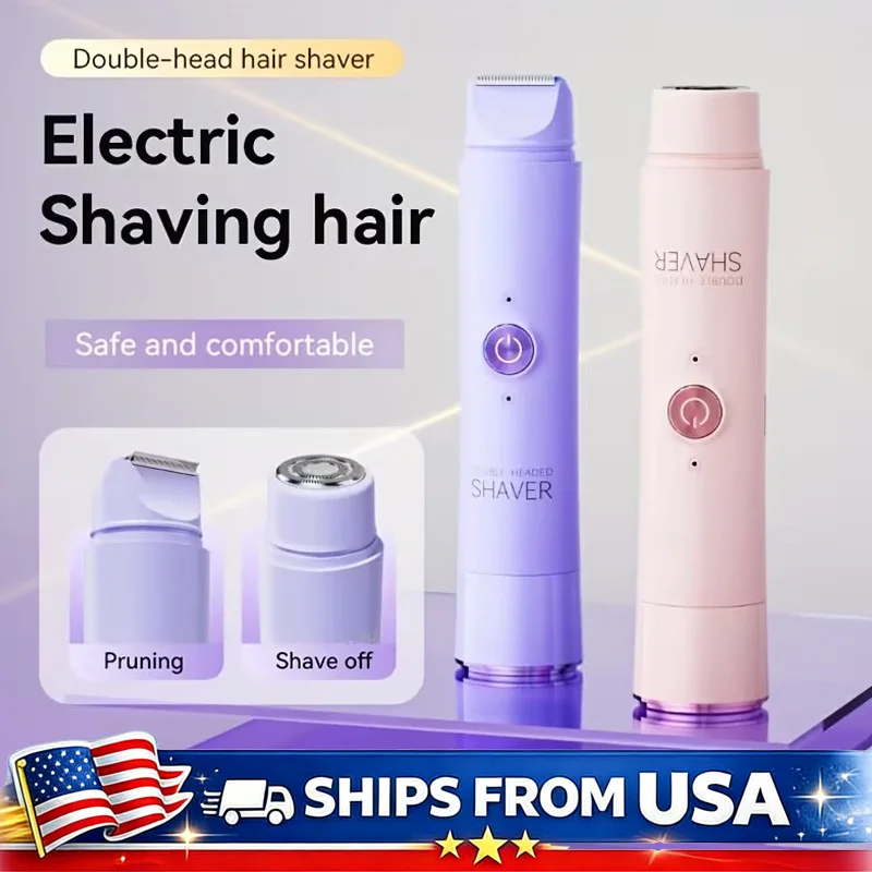 2 in 1 Electric Hair Trimmer for Women Dual Head USB Charging Cordless Wet Dry Body Facial Bikini Shaver Portable 2 in 1 Electric Hair Trimmer for Women Dual Head USB Charging Cordless Wet Dry Body Facial Bikini Shaver Portable