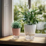Lazy Hydroponic Flower Pot Automatic Water-Absorbing Flowerpot Transparent Double Layer Plastic Self Watering Planter Office