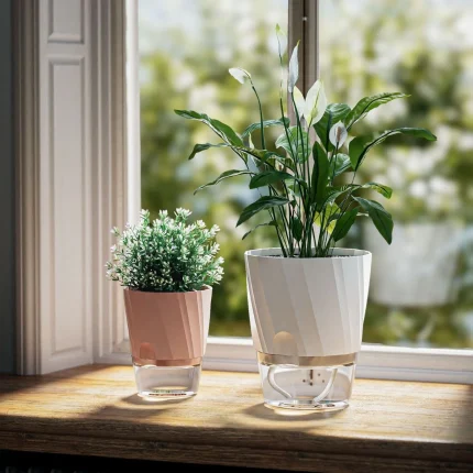 Lazy Hydroponic Flower Pot Automatic Water-Absorbing Flowerpot Transparent Double Layer Plastic Self Watering Planter Office