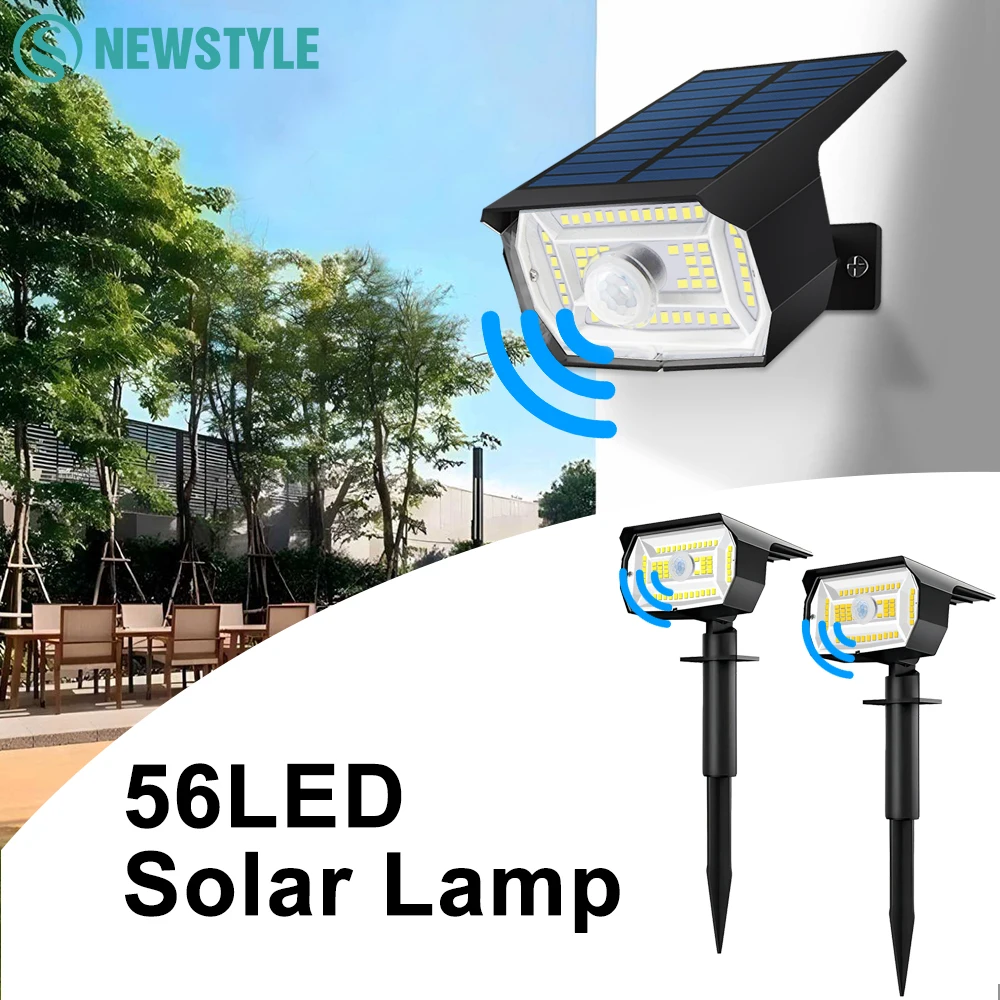 56 LED Solar Landscape Spotlights Outdoor Waterproof Motion Sensor 3 Mode Solar Wall Garden Powered Lights Yard Porch Pathway 56 LED Solar Landscape Spotlights Outdoor Waterproof Motion Sensor 3 Mode Solar Wall Garden Powered Lights Yard Porch Pathway