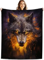 Firmiso Wolf Throw Blanket for Adults, Wolf Gifts for Men and Women, Wild Animal Home Decor for Bed and Living Room, Soft Fleece 6