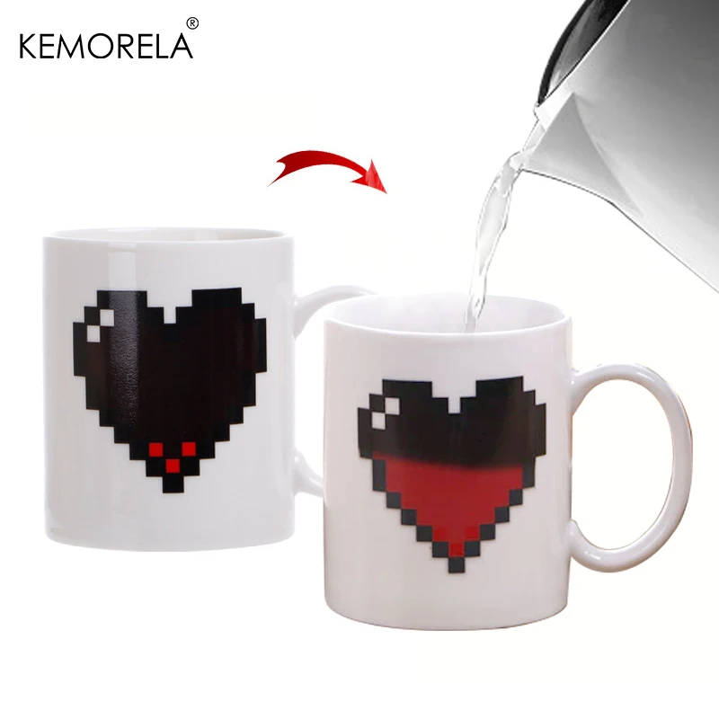 330ML Peach Heart Color-changing Ceramic Cup Novelty Magic Cup Creative Design Coffee Mug Valentine's Day Preferred Gift 330ML Peach Heart Color-changing Ceramic Cup Novelty Magic Cup Creative Design Coffee Mug Valentine's Day Preferred Gift