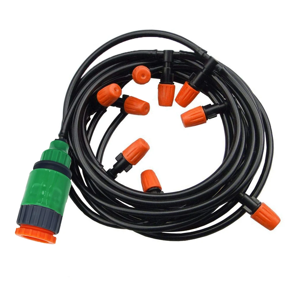 Fog Nozzles Irrigation Kit 5M-20M Garden Automatic Spray Misting Plant Watering System with 4/7 PE Hose and Connector Fog Nozzles Irrigation Kit 5M-20M Garden Automatic Spray Misting Plant Watering System with 4/7 PE Hose and Connector