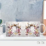 3D Crack In A Wall Butterfly Mug Wrap,Flower Tea Cup Mugs,Ceramic Sublimation Coffee Mugs, 330ML