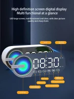 Wireless Bluetooth speaker, mini design with multiple functions as a clock, outdoor version subwoofer is powerful 4