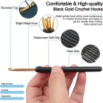 9PCS Black Ergonomic Crochet Hooks Set (2.0-6.0mm) - Soft Needles for Arthritic Hands, Ideal for Beginners 5