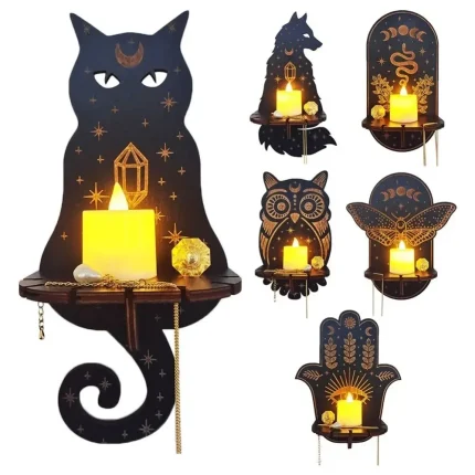 Wall Shelf Stone Wall Shelf Hand Wooden Display Stand Hanging Candle Holder Wall Decor Shelves  home decoration shelf decor