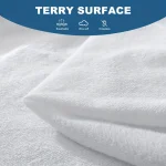 1pc Soft Lightweight Thin Mattress Cover with Elastic Bands, Waterproof Terry Cloth Fitted Sheet, Grey/White 2