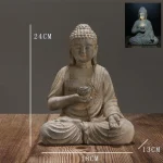 Resin Solar Buddha Statue Sculpture Garden Decor Light Zen Asian Japanese Garden Decoration Outdoor Front Porch Patio Yard Home 6