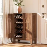 LITTLE TREE 5-Tier Shoe Cabinet, Adjustable Height Shelves, 39.8" Tall Farmhouse Style Shoe Organizer for Living Room, Entryway 3