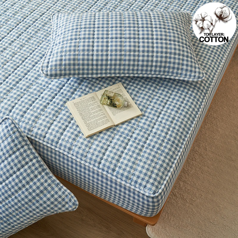 High-Quality Quilted Plaid Mattress Cover,Mattress Protector,- Antibacterial, Breathable,Comfortable for Fresh Sleep Experience High-Quality Quilted Plaid Mattress Cover,Mattress Protector,- Antibacterial, Breathable,Comfortable for Fresh Sleep Experience