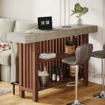 Tribesigns 63-Inch Large Home Bar Unit, 2-Tier Mini Bar Table Height Pub Table with Footrest, Modern Coffee Bar Cabinet 4