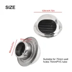 1pc Stainless Steel Vent Cap Exterior Wall Air Outlet Grille Round Heating Cooling Vent Cover Hemispherical Hood Design 6